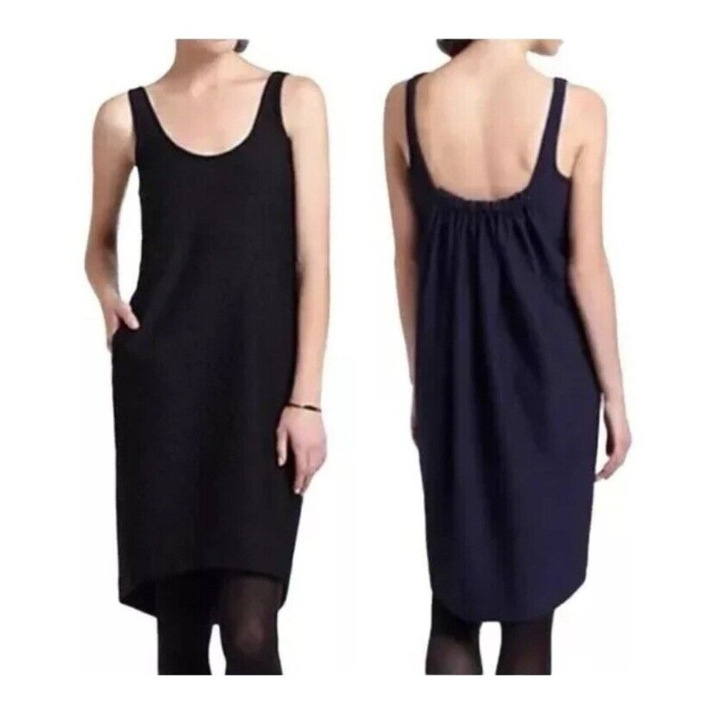 Anthropologie Maeve Dress XS Navy Black Colorblock Sleeveless Gathered Back 9778